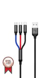 Torima Şarj Kablosu Type-C Lightning Micro U35 Siyah 3IN1 3.0A Cihaz Aparatı Gereç Hızlı Kablo