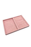 Yerli Üretim Venedik Model Süet Kumaş Pembe 34/24 cm Tırnaklı-Sosisli Takı Çekmece Ici Standı