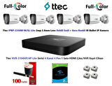 Ttec 2mp Dahili Sesli Ve Gece Renkli 4 Kameralı 2TB Disk Tak Çalıştır Hazır IP Kamera Seti