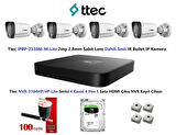Ttec 2mp Mikrofonlu 4 Kameralı 500GB Disk Tak Çalıştır Hazır IP Kamera Seti