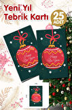 Yılbaşı Hediye Kartı - Yeni Yıl Tebrik Kartı - Yeni Yıl Kartpostal  Happy New Year Not Kartı 25 Adet-T1005