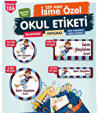 Okul Etiketi Bordo Mavi Kalem Defter Etiketi Özel İsim Yazılabilen Etiket Seti - İsim Etiketi-T1048-OE126
