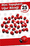 Küçük Kırmızı Yapışkanlı Uğur Böceği Ahşap Boncuk Süs 1cm  25 Adet -T1057