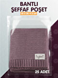 Bantlı Şeffaf Poşet (35*50+5cm)  25 Adet Parlak Jelatin Paket Hediye Poşeti -T1064