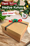 Yılbaşı Temalı Kraft 25 x 25 x 10 cm Boş Hediye Kutusu 1 Adet, Yılbaşı Hediye Kutusu-T1082