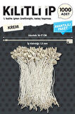 Kilitli İp Renkli Asmalı Etiket Bağlama İpi Lock String Tag Rope 1000 Adet Krem-T1083