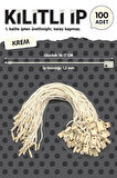 Kilitli İp Renkli Asmalı Etiket Bağlama İpi Lock String Tag Rope 100 Adet Krem-T1084