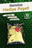 Yapışkanlı Metalize Hediye Paketi Poşeti 12x17cm Gold 10 Adet  Yeni Yıl Yılbaşı Hediye paketi-T1086