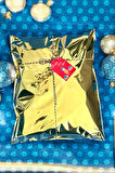 Yapışkanlı Metalize Hediye Paketi Poşeti 12x17cm Gold 10 Adet  Yeni Yıl Yılbaşı Hediye paketi-T1086