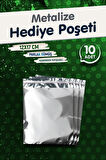 Yapışkanlı Metalize Hediye Paketi Poşeti 12x17cm Gümüş 10 Adet  Yeni Yıl Yılbaşı Hediye Paketi -T1087