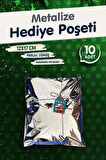 Yapışkanlı Metalize Hediye Paketi Poşeti 12x17cm Gümüş 10 Adet  Yeni Yıl Yılbaşı Hediye Paketi -T1087
