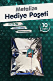 Yapışkanlı Metalize Hediye Paketi Poşeti 17x25cm Gümüş 10 Adet  Yeni Yıl Yılbaşı Hediye Paketi -T1090