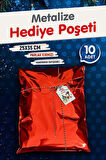Yapışkanlı Metalize Hediye Paketi Poşeti 25x35cm Kırmızı 10 Adet  Yeni Yıl Yılbaşı Hediye Paketi -T1091