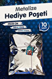 Yapışkanlı Metalize Hediye Paketi Poşeti 25x35cm Gümüş 10 Adet  Yeni Yıl Yılbaşı Hediye Paketi -T1093