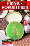Yılbaşı Hediyelik Metal Kutu Kokulu Mum 2'li Set No:1 christmas gift candle-T1104