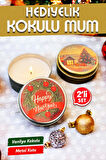 Yılbaşı Hediyelik Metal Kutu Kokulu Mum 2'li Set No:3 christmas gift candle-T1106