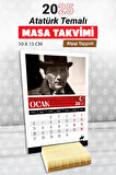 2025 Yılı Masa Takvimi  Atatürk Takvimi Ahşap Ayaklı Takvim -T1112