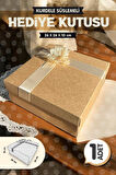 Kurdeleli Hediye Kutusu Kraft 26x26x10cm Bohça Nişan Gelin Damat Boş Hediye Kutusu 1Adet-K2-T1141