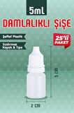 25 Adet 5 ml Kırılır Kapaklı  Damlalıklı  Boş Ldpe Polietilen, Aseton , Mürekkep , Kolonya , Dezenfektan , Likit Şişesi -T1144