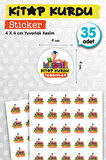 Kitap Kurdu Tebrikler  Etiket Sticker 35 adet 4cm Öğretmen Okul Ödev Karne İçin Motivasyon Etiket-T1159