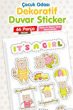Çocuk Odası Duvar Sticker Seti Doğada Kedi Temalı Kız Çocuk-T1182