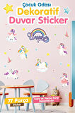 Çocuk Odası Duvar Sticker Seti Unicorn Temalı Kız Çocuk-T1187