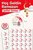 Hoş geldin Ramazan Sticker Etiket 5 cm 20 Adet Şeffaf K-T1188