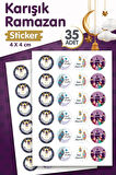 Hayırlı Kandiller,Hayırlı Ramazanlar,Mutlu Bayramlar Sticker Etiket 4 cm 35 adet -T1190