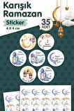 Hayırlı Kandiller,Hayırlı Ramazanlar,Mutlu Bayramlar Sticker Etiket 4 cm 35 adet 2-T1191
