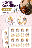 Hayırlı Kandiller Sticker Etiket 4 cm 35 Adet -T1192