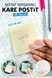 Süper Şeffaf Yapışkanlı Kare Postit 50 Yaprak Transparan Karenot-T1376