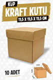 Kare Kapaklı Karton Kutu Kraft Hediye Kutusu 10 adet Hediyelik Kutusu 11,5x11,5x11,5 cm 10 adet  Kraft-T1475