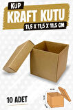 Kare Kapaklı Karton Kutu Kraft Hediye Kutusu 10 adet Hediyelik Kutusu 11,5x11,5x11,5 cm 10 adet  Kraft-T1475