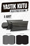 Yastık Kutu Karton Çizgili Hediye Kutusu  13,5X18,5X5 CM  5 adet   Siyah-T1477