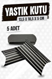Yastık Kutu Karton Çizgili Hediye Kutusu  13,5X18,5X5 CM  5 adet   Siyah-T1477