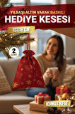 Yılbaşı Altın Varak Baskılı Hediye Kesesi Hediye Torbası 2 adet 13x18 cm Yılbaşı Süsü-T1526