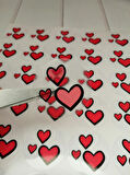 Kalp Sticker Etiket Şeffaf 4 cm 70 adet -T299