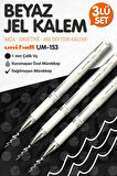 Uni-Ball Um-153 Signo Broad Roller Kalem  BEYAZ 3 Adet1.0 mm Davetiye Kalemi /Beyaz Yazan Davetiye Anı Defteri Kalemi / İmza Kalemi / Jel Kalem -T336