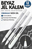 Pensan NEON JEL Kalem - Tükenmez Kalem 1 mm Beyaz 12 li -T384
