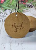 Thank You Kart Etiket - Kraft Etiket - Delikli Etiket GOLD baskı 25 adet -T409