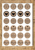 Kraft Sticker Etiket 4 cm 48 adet Hand made -  Thank you -T453