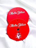 Yılbaşı Kartı Mutlu Yıllar Etiket (delikli) 5,5 Cm  25 adet -T474