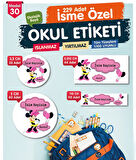 Okul Etiketi Mini Mouse Kalem Defter Etiketi Özel İsim Yazılabilen Etiket Seti - İsim Etiketi-T559-OE30