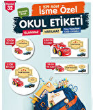 Okul Etiketi Şimşek Mcqueen Kalem Defter Etiketi Özel İsim Yazılabilen Etiket Seti - İsim Etiketi-T561-OE32