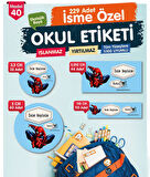 Okul Etiketi Spider Man Örümcek Adam Kalem Defter Etiketi Özel İsim Yazılabilen Etiket Seti - İsim Etiketi-T568-OE40