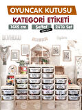 Oyuncak Dolabı Kutusu Kategori Etiketi Türkçe, Organizer Etiketi Şeffaf Etiket Düzenleme Organizer Siyah-T942