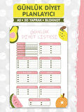 Günlük Diyet Planlayıcı Bloknot , Market Listesi , Planlayıcı Defter (A5 15X21) 50 Syf.  Planner-T965