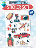 Seyahat Temalı Bavul Sticker Etiket Çıkartma S1 (Laptop Tablet Suluk Telefon Valiz Defter Kitap)-T969