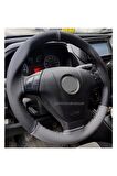 Renault Twingo Uyumlu Direksiyon Kılıfı Dikmeli Iki Renkli Yüzüklü Gri-Siyah