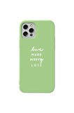 Iphone 13 Pro Max Açik Yesil Renkli Silikon Telefon Kilifi - Love More